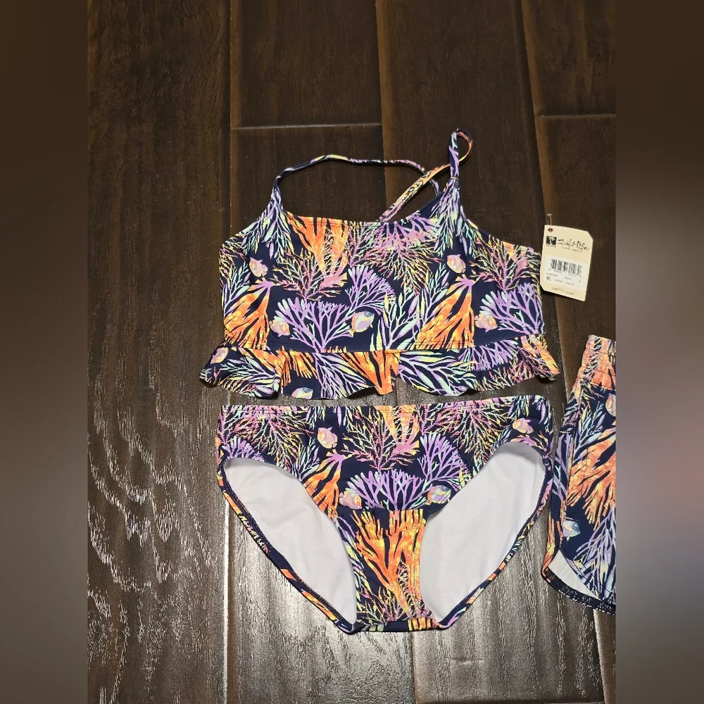 Girls SaltLife 2 piece bakini swimsuit and shorts 16 large brand new swim Salt